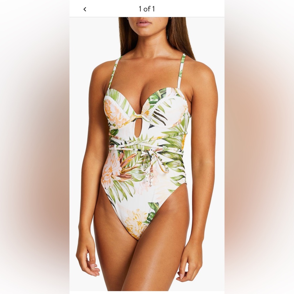 River Island Cream and Green Swimsuit